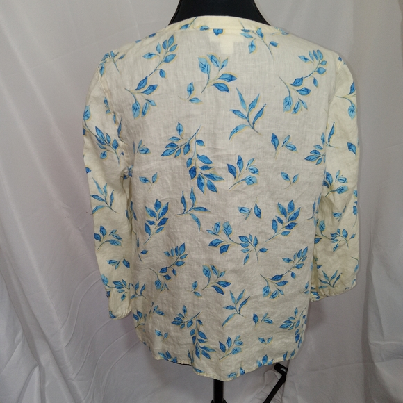 J. Jill Love Linen Pintuck Floral Blouse Womens S Petite Boho Cottagecore Top - Picture 8 of 14